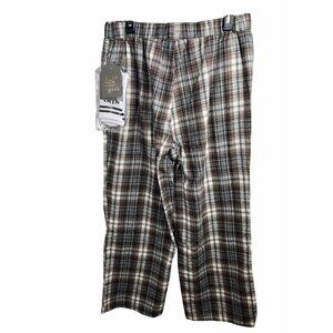 Lark + Grey Brown & White Plaid Lounge Pants With Elastic Waistband Size Large